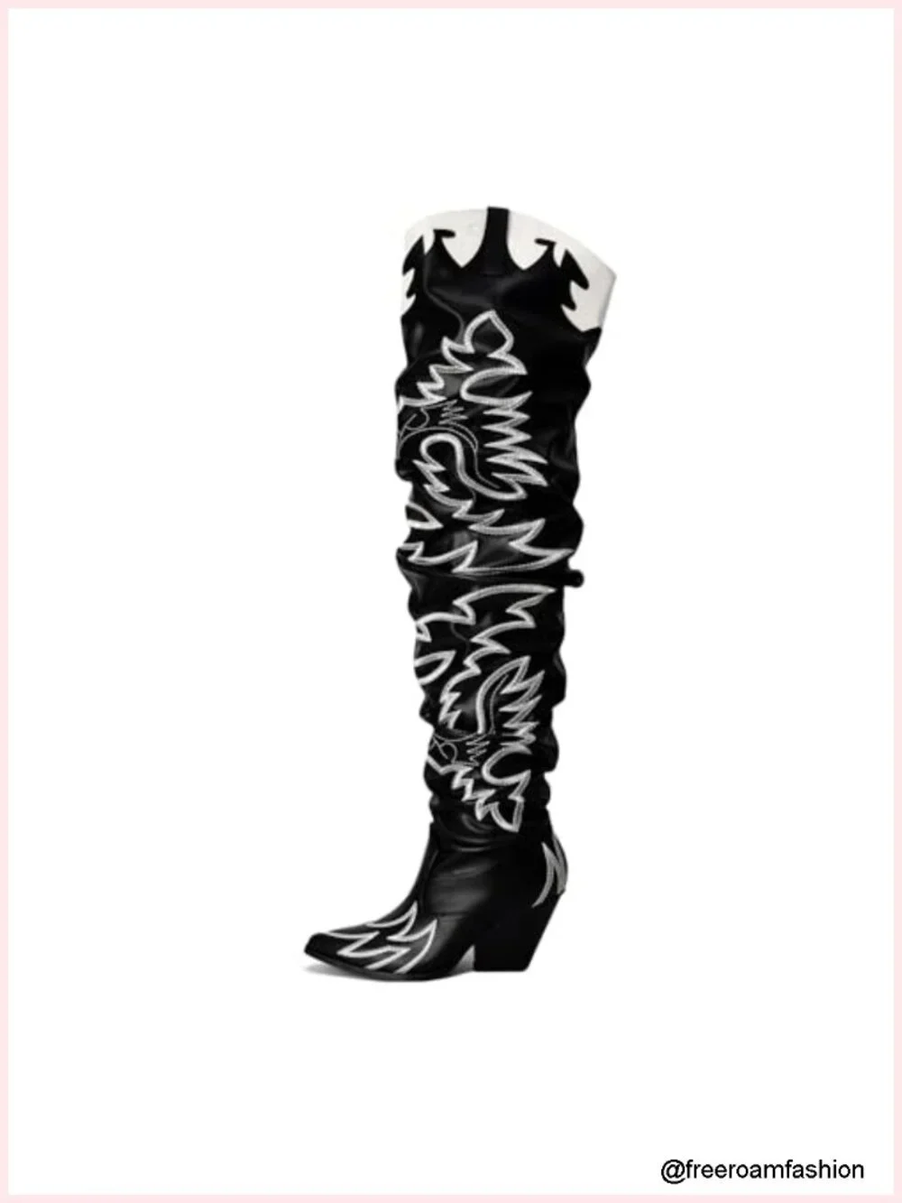 Women's Western Thigh High Over The Knee Cowgirl Boots Chunky Block Heel Faux